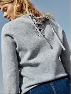 Madewell Laced-Back Blue Grey Knit Sweater